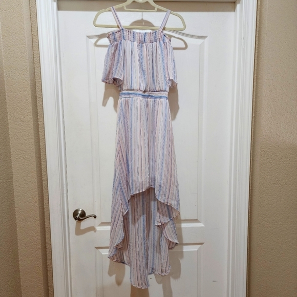Lily Rose Other - Lily Rose Hi low off shoulder pastel stripe Midi dress Size M
